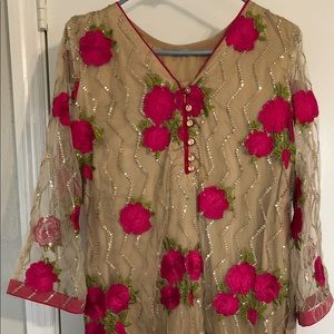 Pink and Golden Pakistani Shalwar Kameez